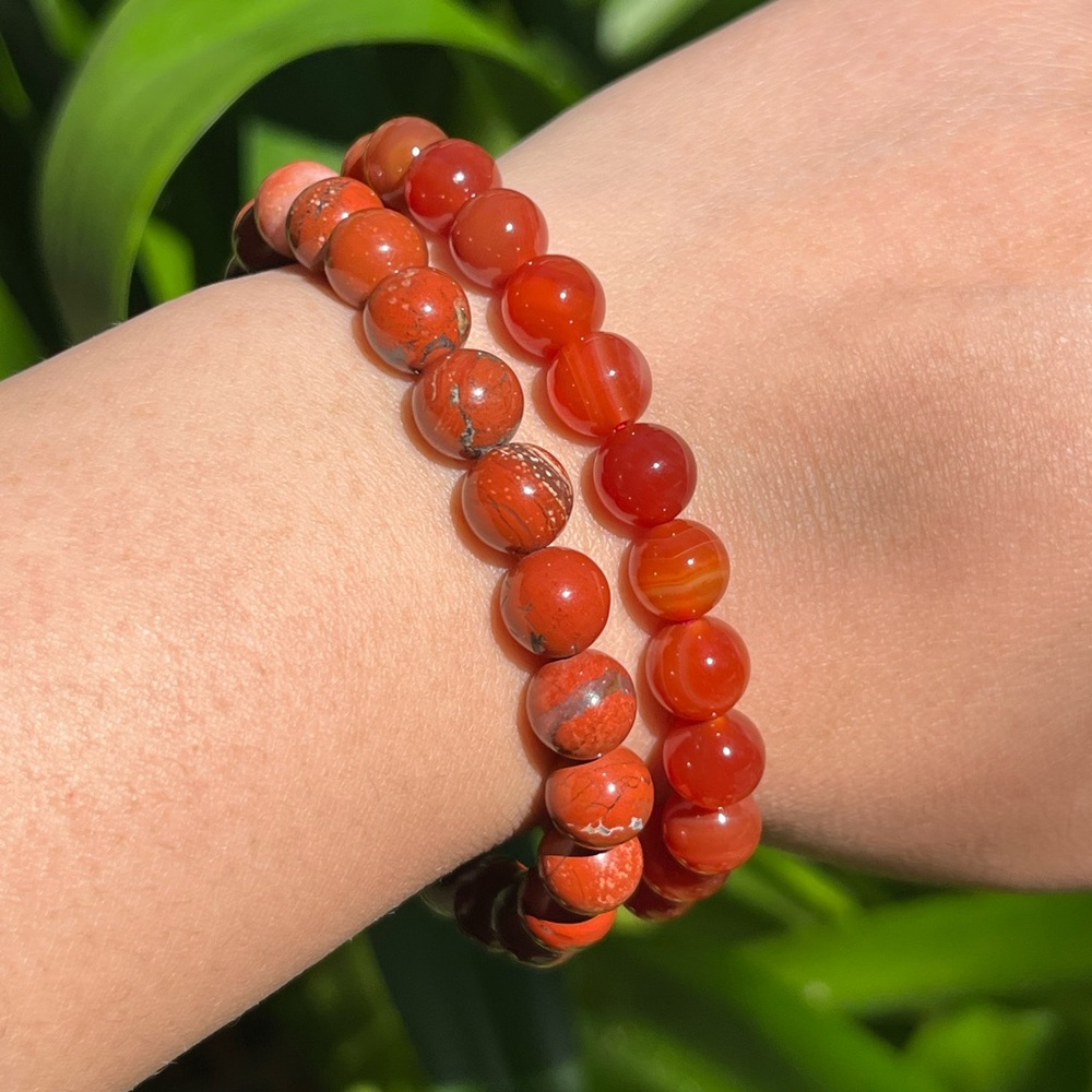 8mm carnelian red jasper bracelet‎ set